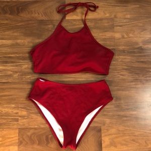 red high wasted bathing suit ( never worn)